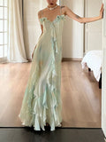 Mermaid Spaghetti Straps Green Long Party Dresses Prom Dress SD2403