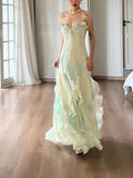 Mermaid Spaghetti Straps Green Long Party Dresses Prom Dress SD2403