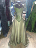 A Line Straps Floor Length Satin Retro Evening Dress Prom Dresses SD2407