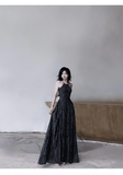 A line Halter Dusty Black Prom Dresses Long Birthday Dress For Women SD240