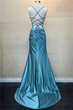Mermaid Spaghetti Straps Red Long Satin Prom Dresses Formal Evening Dress SD2419
