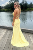 Sage Scoop Neck Satin Mermaid Long Prom Dress with Slit Formal Gown Evening Dress SD2419