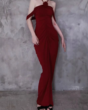 Sheath Halter Burgundy Prom Dresses Long Birthday Dress For Women SD242