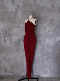 Sheath Halter Burgundy Prom Dresses Long Birthday Dress For Women SD242