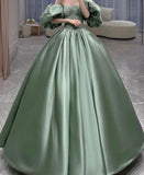 Ball Gown Off The Shoulder Long Party Dress Satin Prom Dresses SD2447