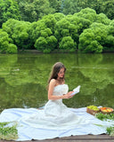 Ball Gown Spaghetti Strapless White Long Party Dress Prom Dresses SD2453