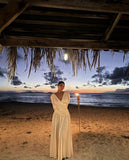 A line V Neckline Champagne Long Party Dress Prom Dresses SD2459