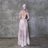 A line Spaghetti Straps Floral Long Prom Dresses Birthday Dress For Women With Hat SD245