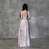 A line Spaghetti Straps Floral Long Prom Dresses Birthday Dress For Women With Hat SD245