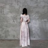 A line Spaghetti Straps Floral Long Prom Dresses Birthday Dress For Women With Hat SD245