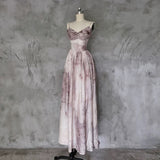 A line Spaghetti Straps Floral Long Prom Dresses Birthday Dress For Women With Hat SD245