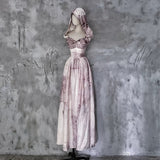 A line Spaghetti Straps Floral Long Prom Dresses Birthday Dress For Women With Hat SD245