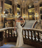 Mermaid Spaghetti Straps Long White Prom Dresses Formal Graduation Party Dress Evening Dress SD2461