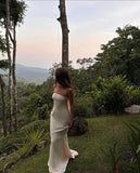 Mermaid Strapless Ivory Prom Dresses Formal Graduation Party Dress Evening Dress SD2465