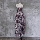 A line Spaghetti Straps Floral Long Prom Dresses Birthday Dress For Women SD246