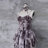 A line Spaghetti Straps Floral Long Prom Dresses Birthday Dress For Women SD246