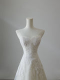 A Line Sweetheart Lace Tulle White Wedding Dresses Brides Dress SD2472