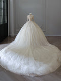 Ball Gown High Neckline Tulle Long Sleeves Wedding Dresses Bridal Dress SD2475