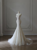 Mermaid Sweetheart Lace White Wedding Dresses Brides Dress SD2477