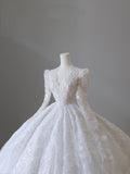 Ball Gown V Neckline Sequin Long Sleeves Wedding Dress Bridal Dresses SD2485
