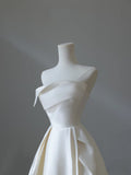 A line Strapless Satin Ivory Long Wedding Dress Bridal Dresses SD2487