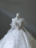 Ball Gown Sweetheart Neckline Sequin Long Sleeves Wedding Dress Bridal Dresses SD2488