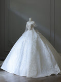 Ball Gown Sweetheart Neckline Sequin Long Sleeves Wedding Dress Bridal Dresses SD2488 HZ0628