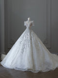 Ball Gown Jewel Neckline Sequin Half Sleeves Wedding Dress Bridal Dresses SD2489