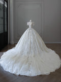 Ball Gown Jewel Neckline Sequin Half Sleeves Wedding Dress Bridal Dresses SD2489
