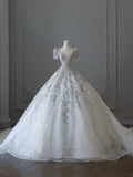 Ball Gown Jewel Neckline Sequin Half Sleeves Wedding Dress Bridal Dresses SD2489