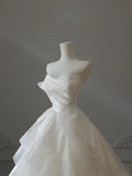 Ball Gown Strapless Satin Ivory Long Wedding Dress Bridal Dresses SD2490