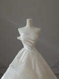 Ball Gown Strapless Satin Ivory Long Wedding Dress Bridal Dresses SD2490