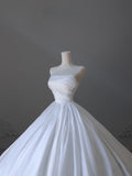 Ball Gown Strapless Satin White Long Wedding Dress Bridal Dresses SD2493