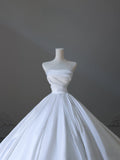 Ball Gown Strapless Satin White Long Wedding Dress Bridal Dresses SD2493