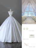 Ball Gown Strapless Satin White Long Wedding Dress Bridal Dresses SD2493