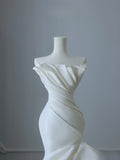 Mermaid Strapless Satin Ivory Long Wedding Dress Bridal Dresses SD2494