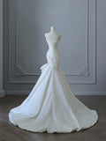 Mermaid Strapless Satin Ivory Long Wedding Dress Bridal Dresses SD2494