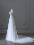 A line Sweetheart Tulle White Lace Long Wedding Dress Bridal Dresses SD2497