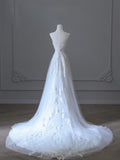 A line Sweetheart Tulle White Lace Long Wedding Dress Bridal Dresses SD2497