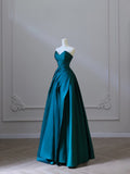 Ball Gown Strapless Satin Ruffles Long Evening Dress Prom Dresses SD2498