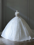 Ball Gown Sweetheart Neckline Sequin Sleeveless Wedding Dress Bridal Dresses SD2502