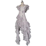 A Line Scoop Short Sleeves Floral Ruffles Prom Dresses Birthday Dress For Women SD253