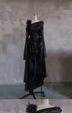 A line Straps Black Long Prom Dresses Birthday Dress With Sleeves SD255