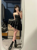 A line Strapless Black Homecoming Dresses Short Satin Birthday Outfits SD264