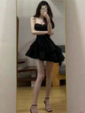 A line Strapless Black Homecoming Dresses Short Satin Birthday Outfit SD265