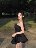A line Strapless Little Black Dress Hoco Dresses Short Birthday Outfits SD266