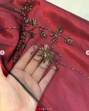 A line Spaghetti Straps Burgundy Beads Long Prom Dress SD2703