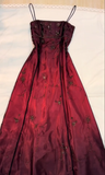 A line Spaghetti Straps Burgundy Beads Long Prom Dress SD2703