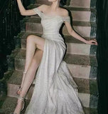 Mermaid Off The Shoulder Sequin Slit Long Prom Dress SD2704