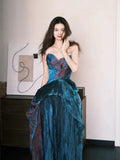A Line Sweetheart Ruffles Long Evening Dress Prom Dresses SD2741